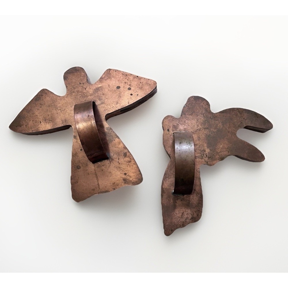 Michael Bonne Copper Cookie Cutter Xmas Angels Lot Flat Back W/ Handle Signed
